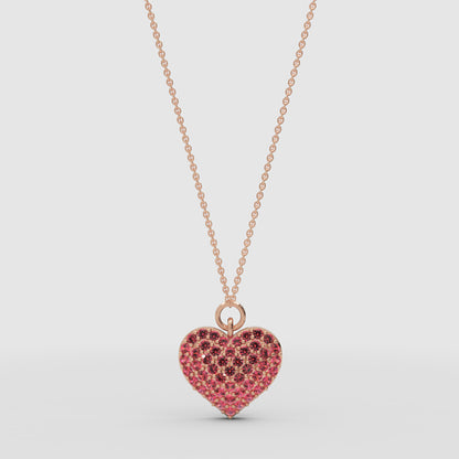 Lab-Grown Ruby Heart Pendant Necklace In Rose Gold | Adjustable 16–17 Inch Chain - One