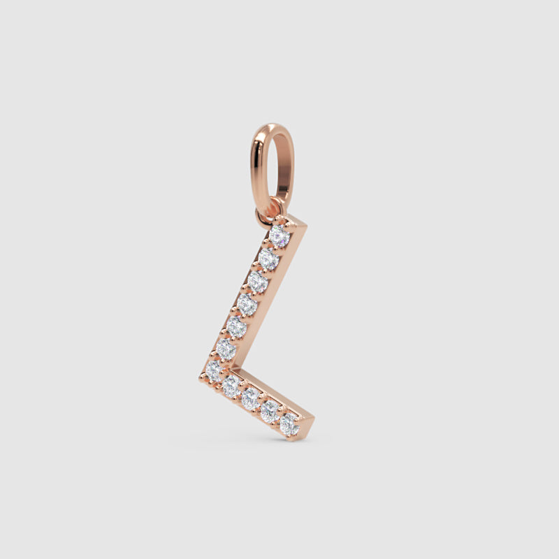 Diamond Initial L Pendant in White Gold