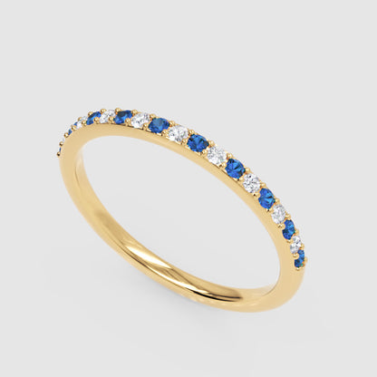 Sapphire And Diamond Alternating Stackable Band Ring - Five