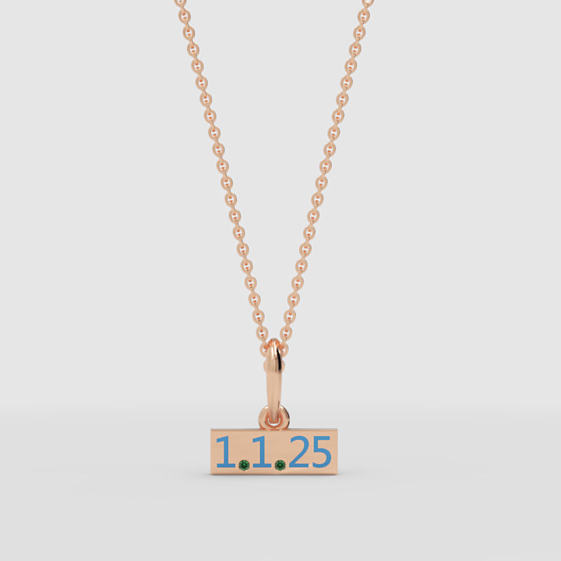 Custom Date Bar Pendant Necklace With Diamond Accents - Four