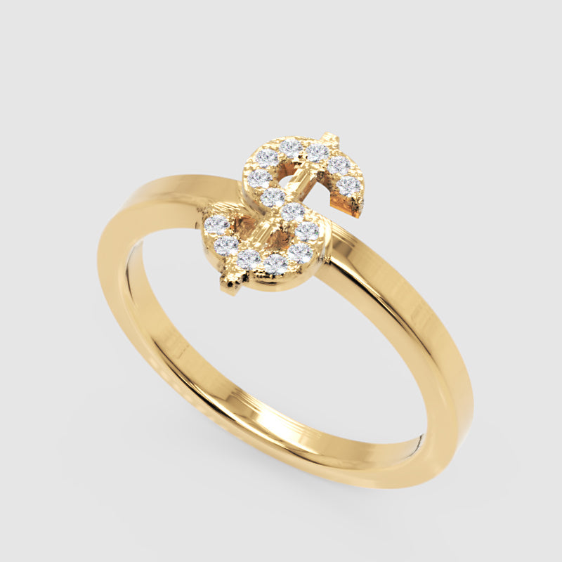 Diamond Dollar Sign Statement Ring - Five