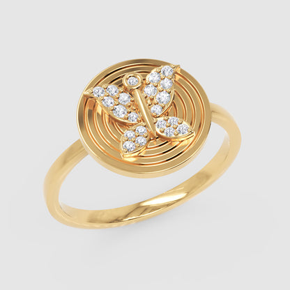 Butterfly Diamond Ring With Concentric Circle Design - Five