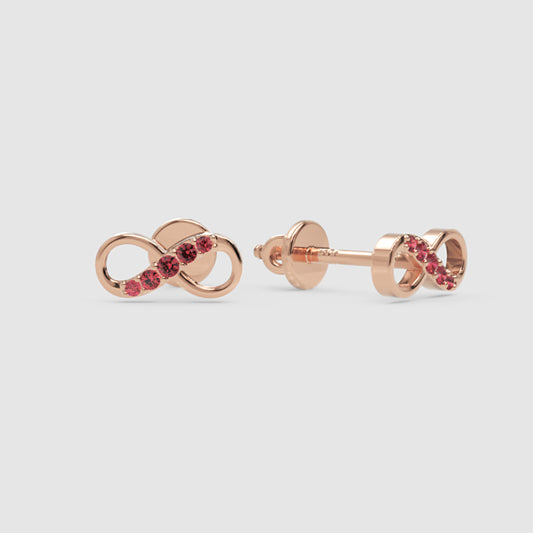 Ruby Infinity Stud Earrings With Screw Back Closure - One