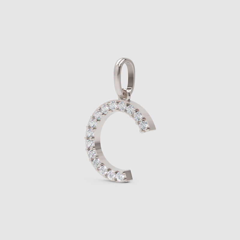 Rose Gold Diamond Letter C Initial Pendant Charm