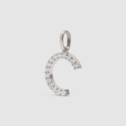 Rose Gold Diamond Letter C Initial Pendant Charm