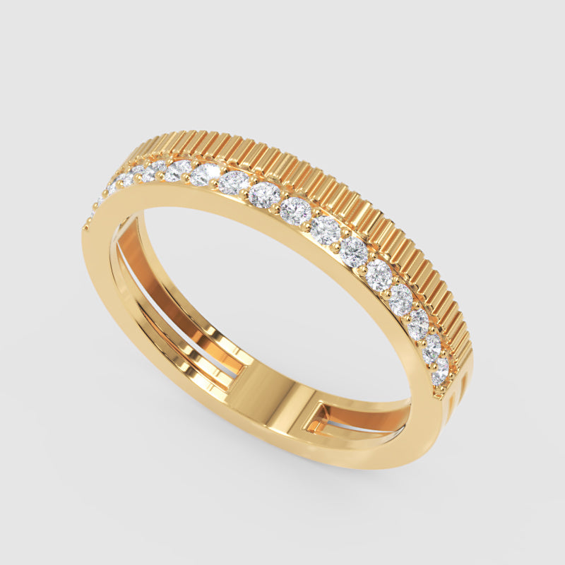Gold Diamond Band Ring 4Mm – Minimal Textured Wedding Stackable Ring | Jebij - Five