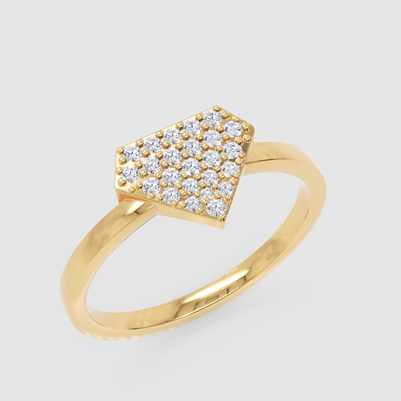 Pav Diamond Hexagon Cluster Ring - Five