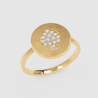 Pav Diamond Spade Disc Ring - Five