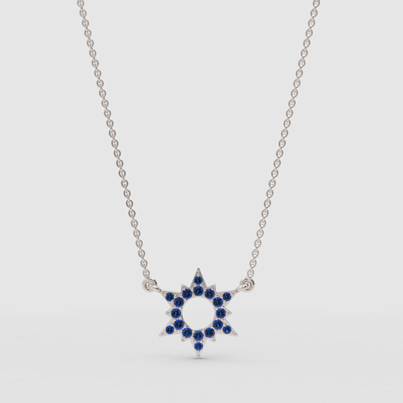 Blue Sapphire Star Of David Pendant Necklace - One