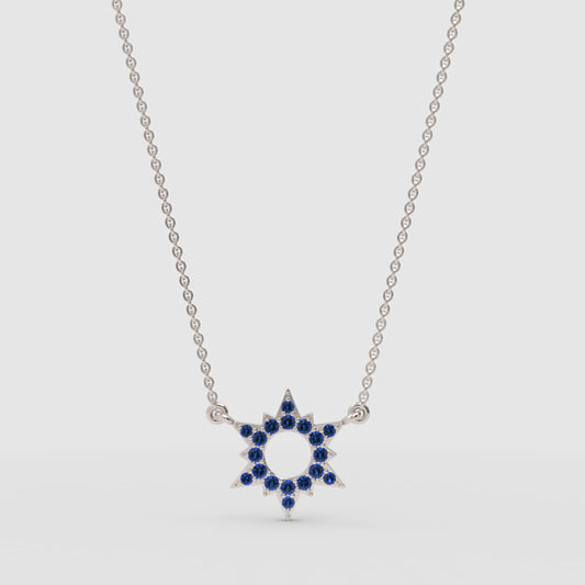 Blue Sapphire Star Of David Pendant Necklace - One