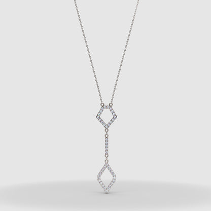 Diamond Geometric Drop Pendant Necklace With Cable Chain & Lobster Clasp In Rose Gold | Adjustable Length | Jebij - Five