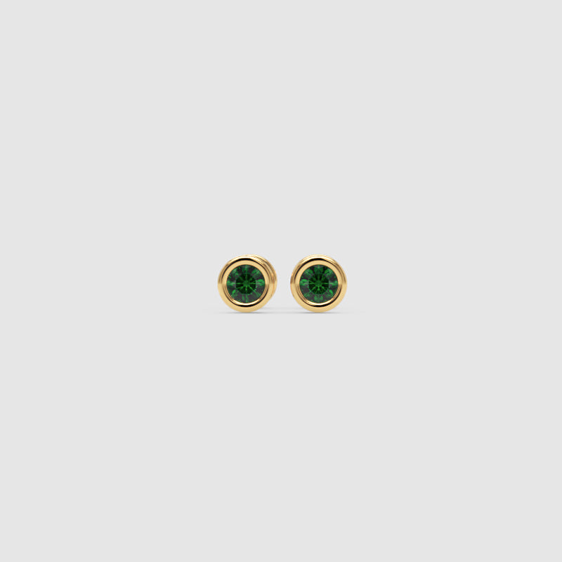 Green Crystal Bezel Set Stud Earrings - Seven