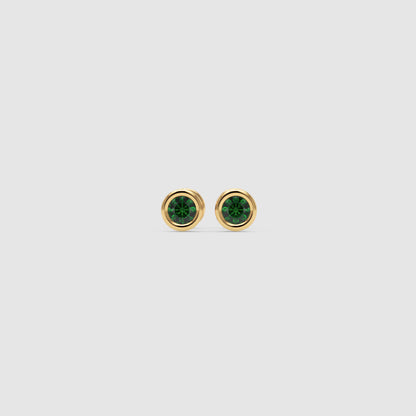 Green Crystal Bezel Set Stud Earrings - Seven