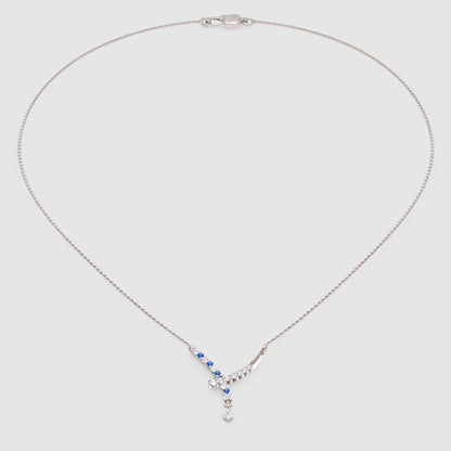 Rose Gold Diamond And Blue Gemstone Accents Drop Necklace - Eight