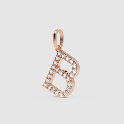 Diamond Initial Letter B Pendant in 14K Yellow Gold