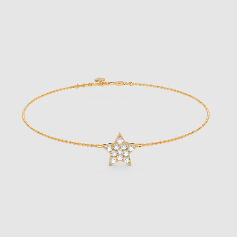 Pav Diamond Star Pendant Necklace - Five