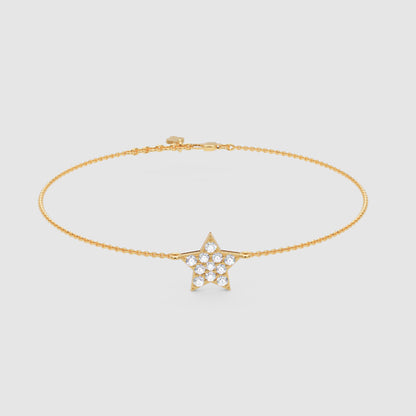 Pav Diamond Star Pendant Necklace - Five