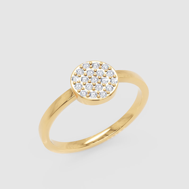 Pav Diamond Cluster Ring With Slim Band - Five