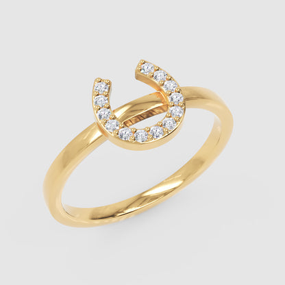 Pav Diamond Horseshoe Ring - Five