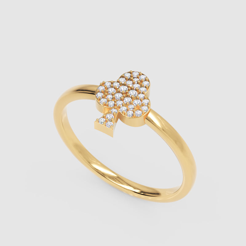 Pav Diamond Clover Stackable Ring - Five