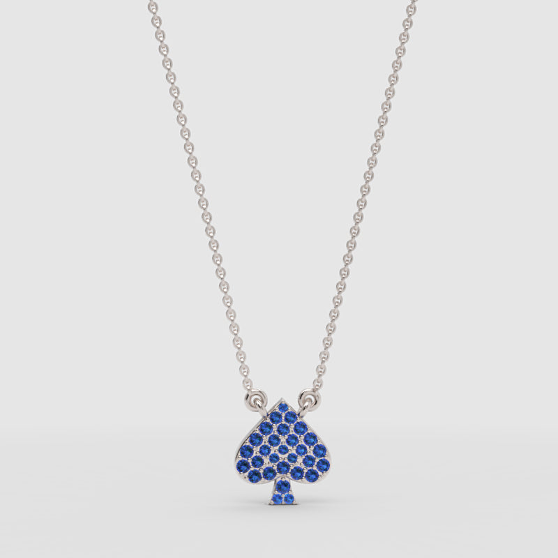 Blue Crystal Spade Pendant Necklace - One