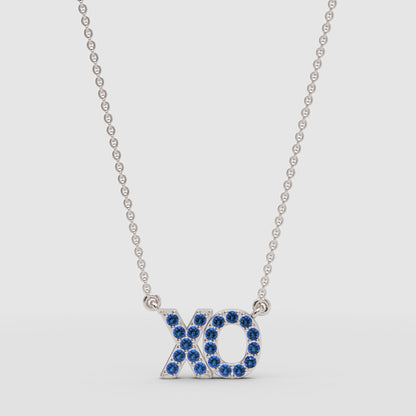Blue Crystal Xo Pendant Necklace - One