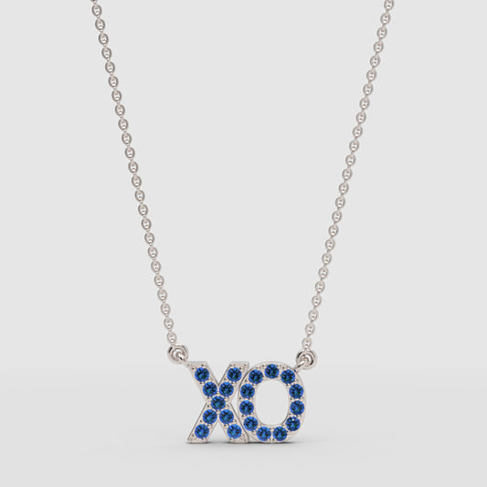 Blue Crystal Xo Pendant Necklace - One