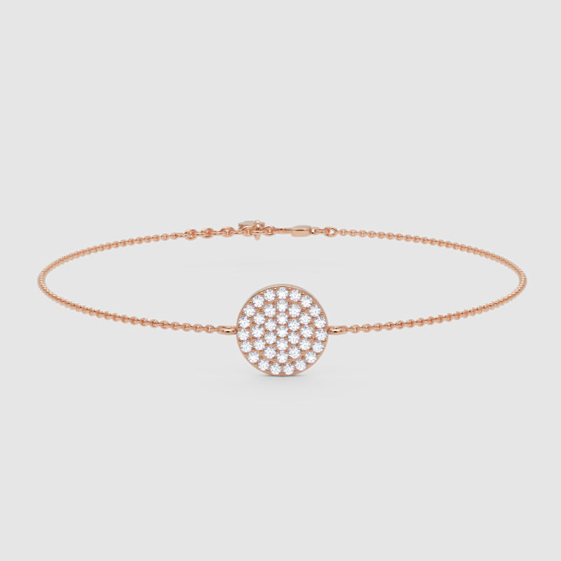 Pav Diamond Circle Disc Bracelet - Five
