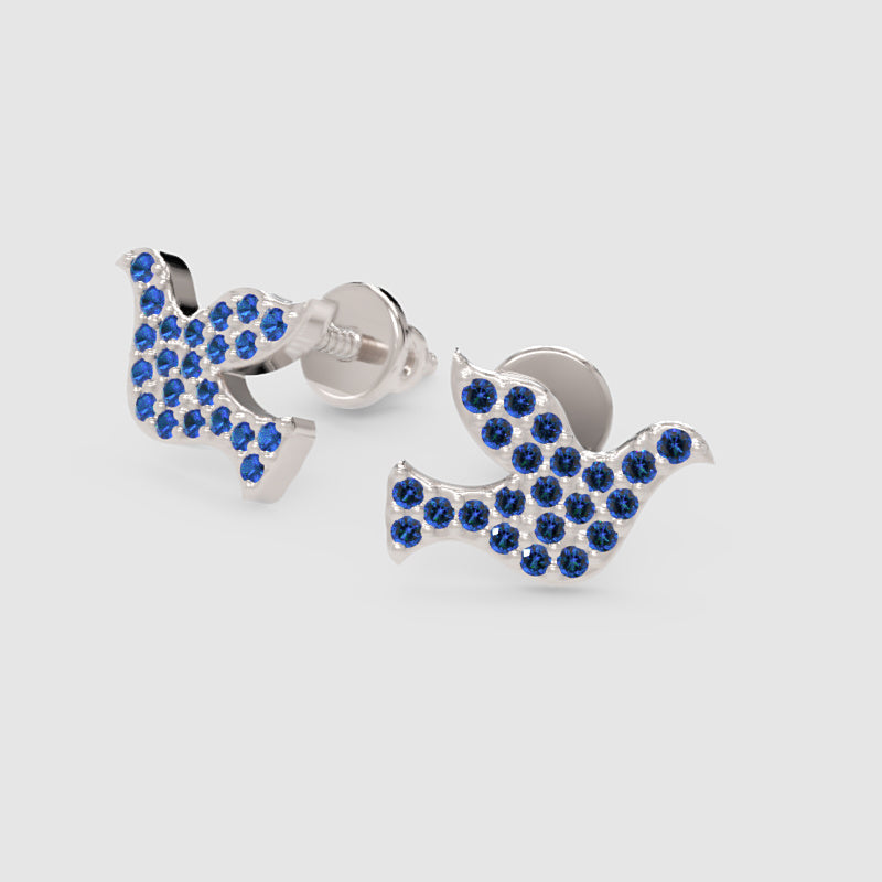 Blue Crystal Anchor Stud Earrings - One