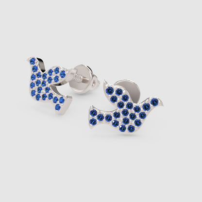 Blue Crystal Anchor Stud Earrings - One