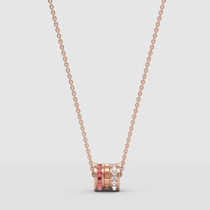 Minimal Red Gemstone Barrel Pendant | Diamond Necklace In Rose Gold | Jebij - One