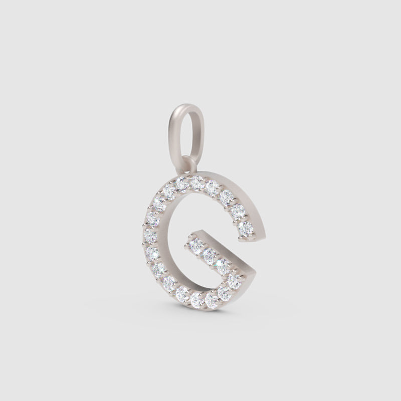 Rose Gold Diamond Initial G Letter Pendant Charm