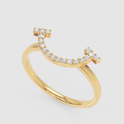 Diamond Horseshoe Ring In White Gold - Five