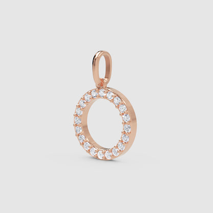Rose Gold Diamond Letter O Initial Pendant Charm