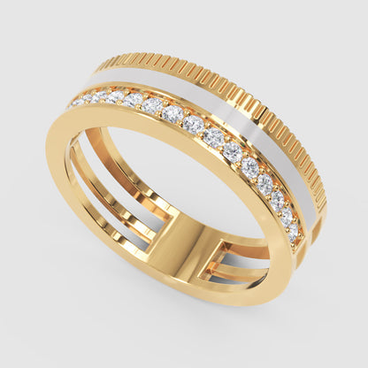 Rose Gold Diamond Band Ring with White Enamel Center – Modern Customizable Statement Ring | Jebij