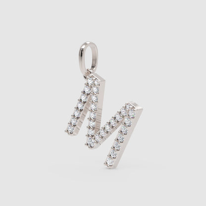Diamond Letter M Charm Pendant in Rose Gold