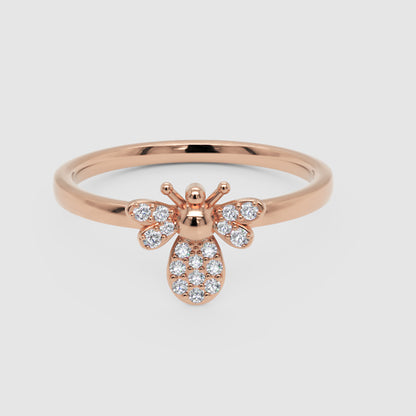 Dainty Bee Ring With Pav Crystal Wings And Body - Six