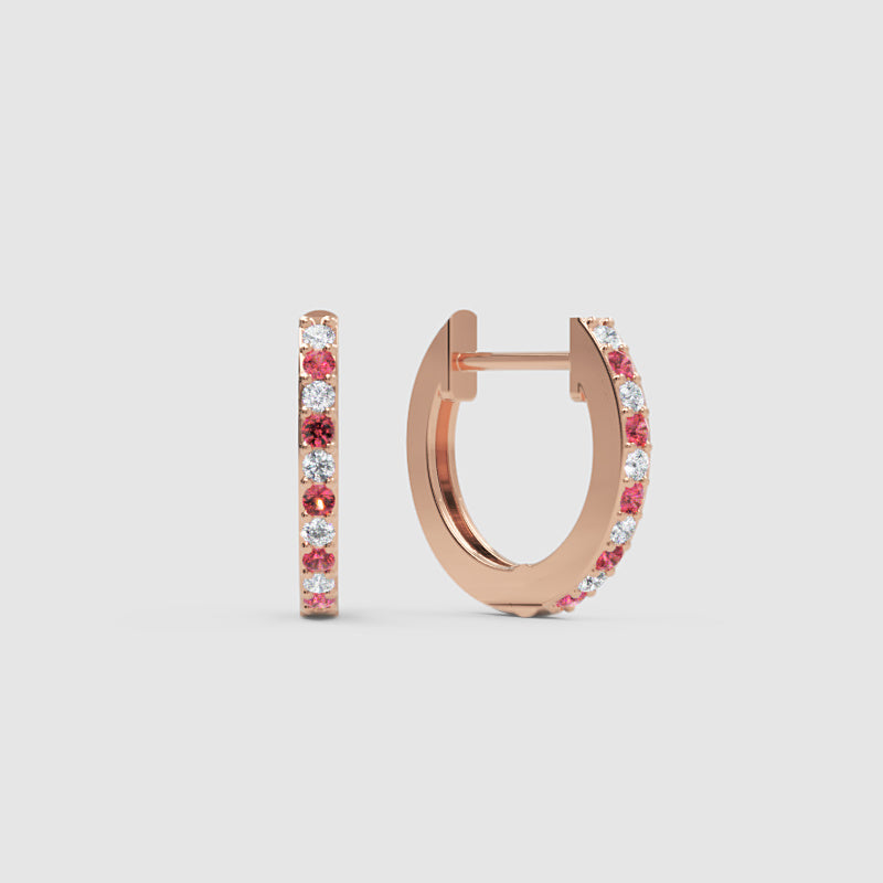 Gemstone And Diamond Huggie Hoop Earrings In White Gold - Seven