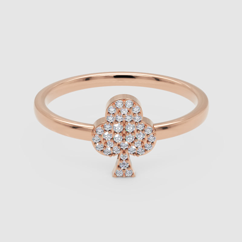 Pav Diamond Clover Stackable Ring - Six