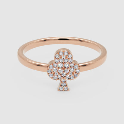 Pav Diamond Clover Stackable Ring - Six