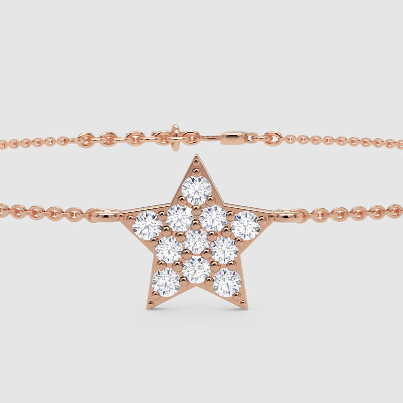 Pav Diamond Star Pendant Necklace - Six