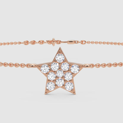 Pav Diamond Star Pendant Necklace - Six