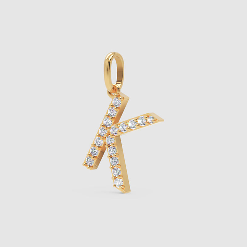 Rose Gold Diamond Letter K Initial Pendant Charm
