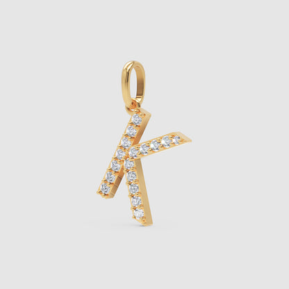 Rose Gold Diamond Letter K Initial Pendant Charm