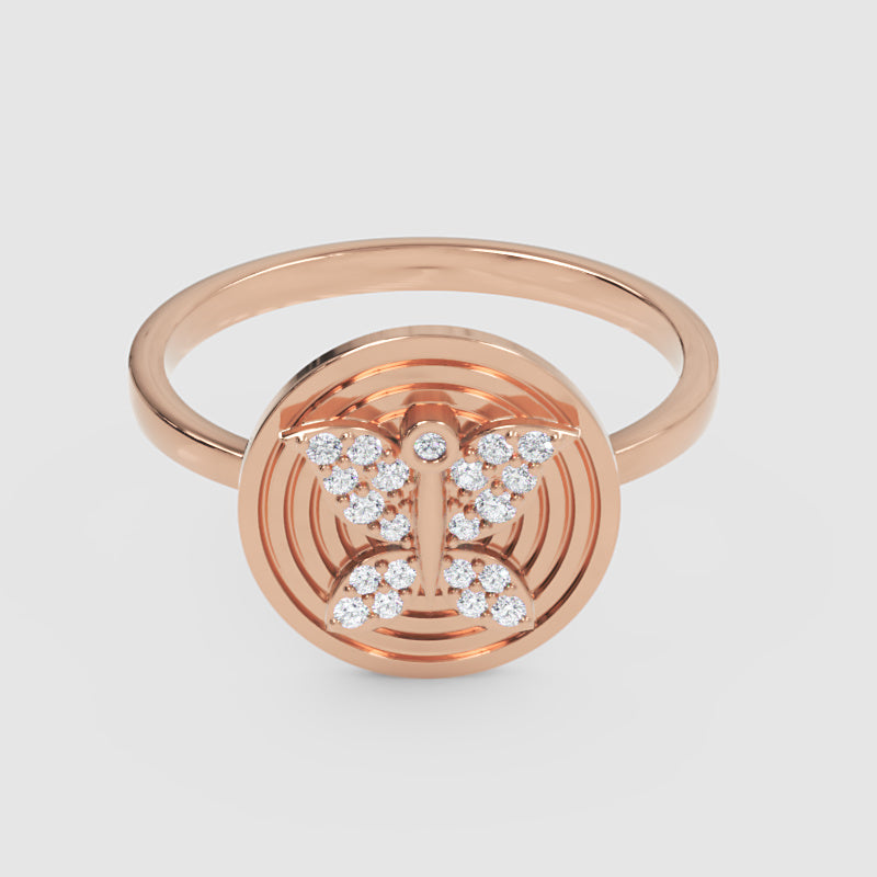 Butterfly Diamond Ring With Concentric Circle Design - Six