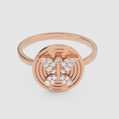 Butterfly Diamond Ring With Concentric Circle Design - Six