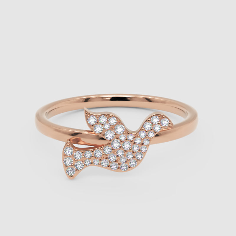 Pav Diamond Dove Bird Ring - Six