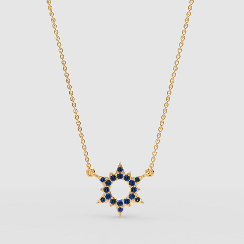 Blue Sapphire Star Of David Pendant Necklace - Three