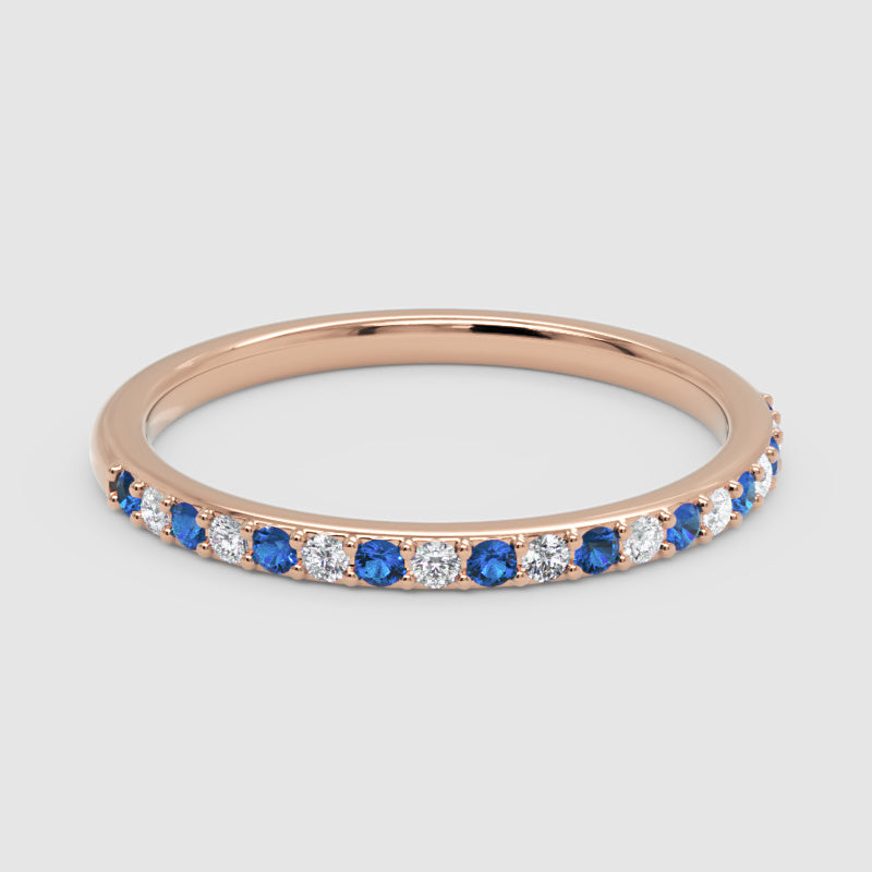 Sapphire And Diamond Alternating Stackable Band Ring - Six