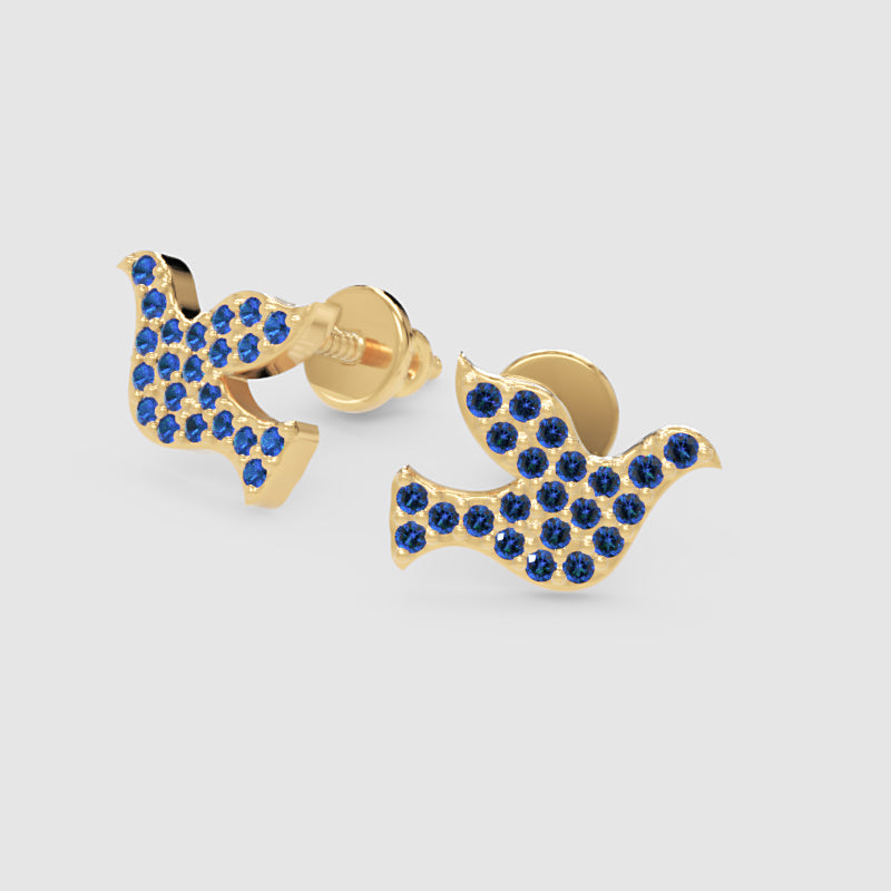 Blue Crystal Anchor Stud Earrings - Three